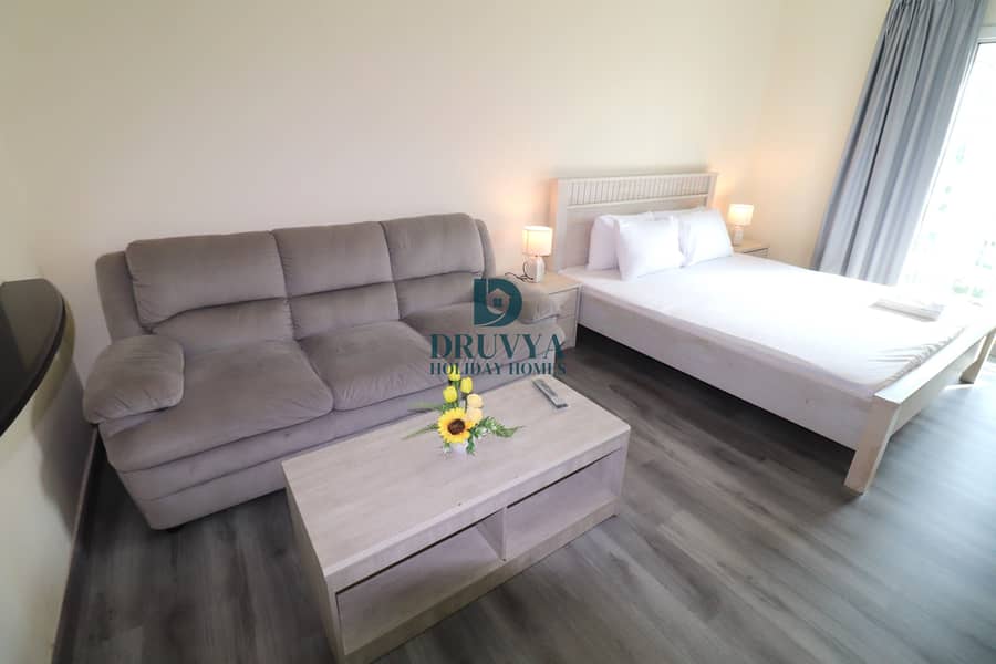 Fully Furnished Studio with Balcony Near Metro Station Monthly AED 7500/-