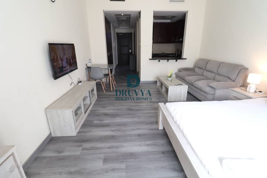Fully Furnished Studio with Balcony Near Metro Station Monthly AED 7500/-