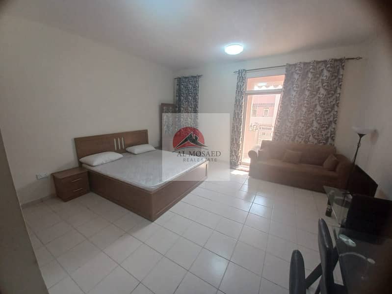 Fully furnished studio with balcony China cluster family building near children Park