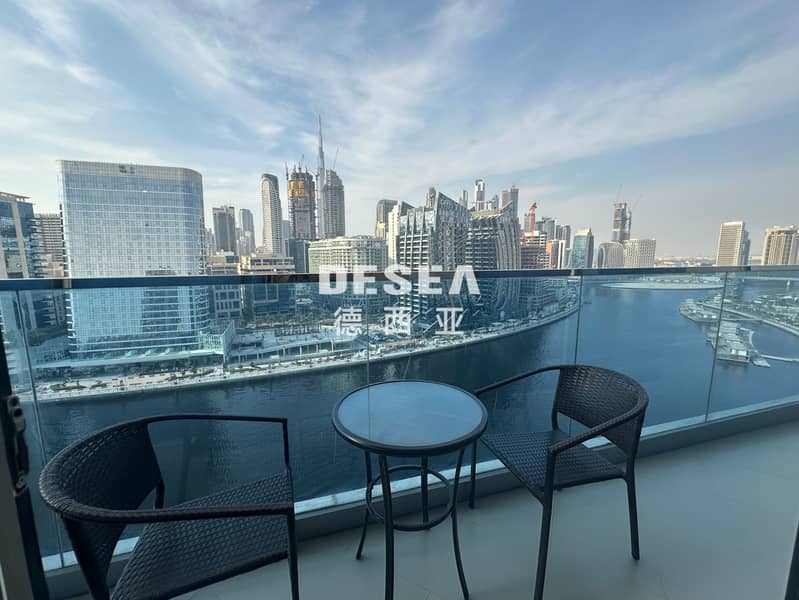 Vacant | Canal - Burj Khalifa View | Furnished