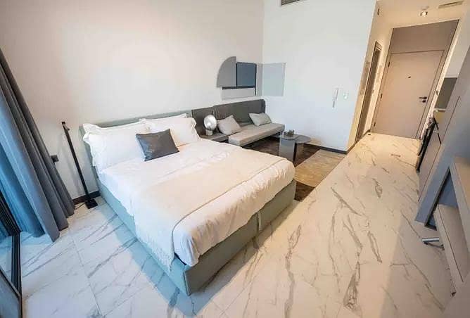 For sale studio ready and fully furnished in mag city in Mohamed bin rashes city open view rented now asking 850.000 with negotiation