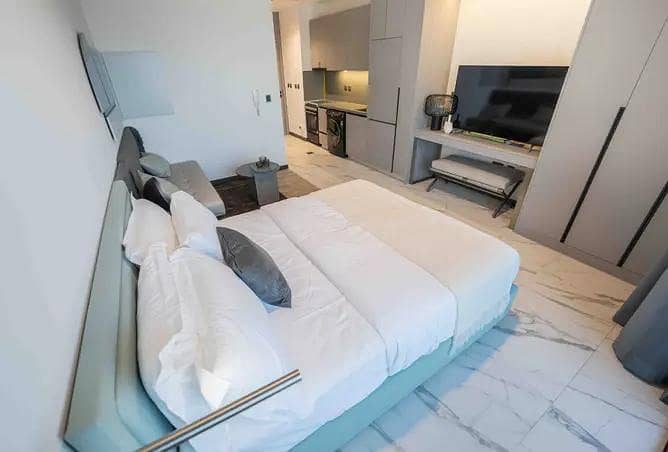 For sale studio ready and fully furnished in mag city in Mohamed bin rashes city open view rented now asking 850.000 with negotiation