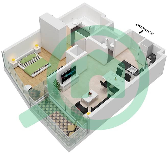 المخططات الطابقية لتصميم النموذج 3,5 FLOOR 2,4-12,16-36,40 شقة 2 غرفة نوم - العنوان رزيدنسز دبي أوبرا برج 1 Unit 05 Floor 4-12,16-36,40-52
Unit 03 Floor 2 interactive3D