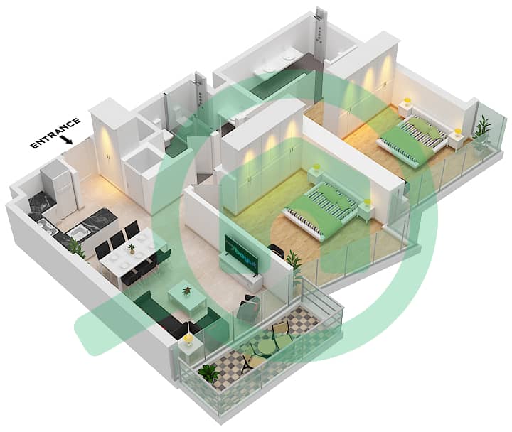 Unit 04 Floor 5-13,17-37,41-51
Unit 02 Floor 3 المخططات الطابقية لتصميم الوحدة 2,4 FLOOR 3,5-13,17-37,41 شقة 2 غرفة نوم - العنوان رزيدنسز دبي أوبرا برج 1 Unit 04 Floor 5-13,17-37,41-51
Unit 02 Floor 3 interactive3D