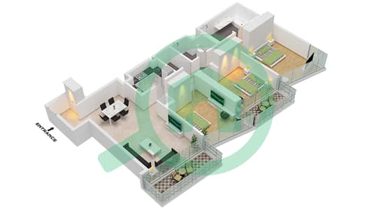 المخططات الطابقية لتصميم الوحدة 1 FLOOR 5-13,17-37,41-51 شقة 3 غرف نوم - العنوان رزيدنسز دبي أوبرا برج 1 المخططات الطابقية لتصميم الوحدة 1 FLOOR 5-13,17-37,41-51 شقة 3 غرف نوم - العنوان رزيدنسز دبي أوبرا برج 1