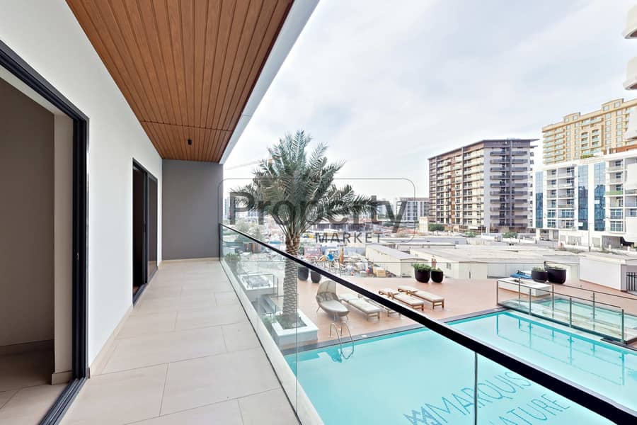 Vacant | Large Balcony | Pool View - Image 12