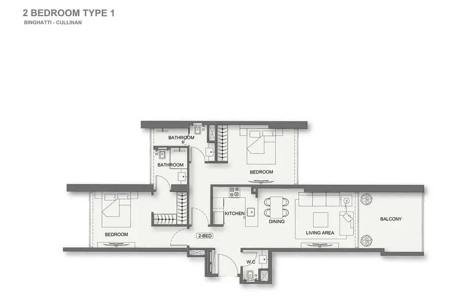 2 BR floor plan