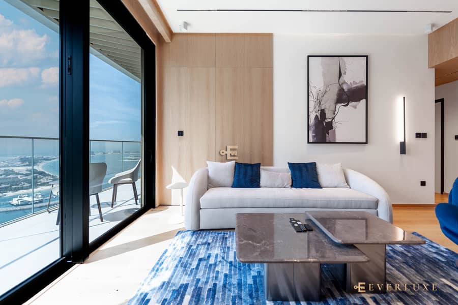 Warm Minimalist Waterfront Residence with Sea & Palm Jumeirah Views