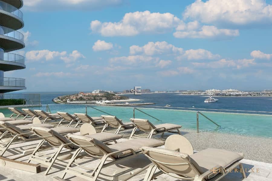 Warm Minimalist Waterfront Residence with Sea & Palm Jumeirah Views