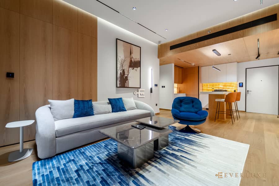 Warm Minimalist Waterfront Residence with Sea & Palm Jumeirah Views