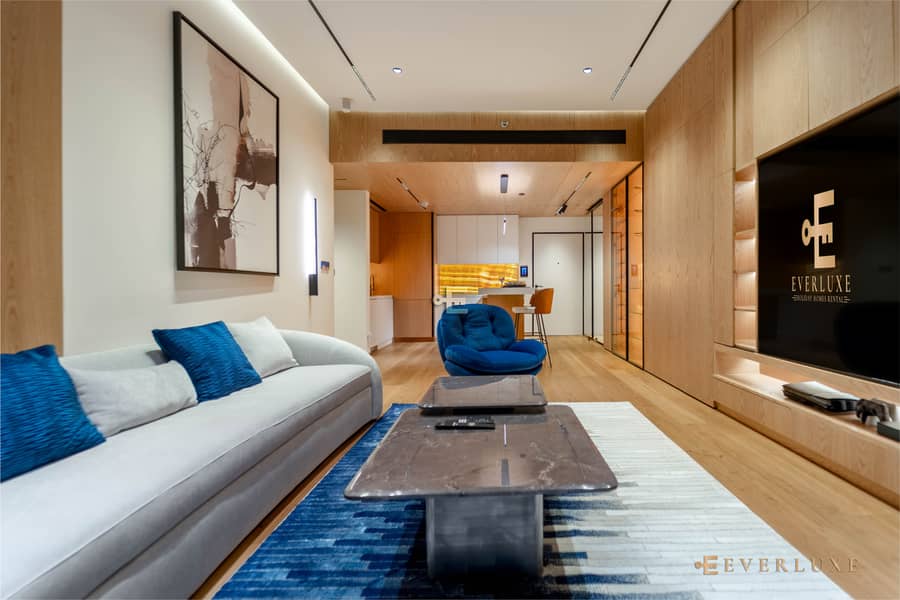 Warm Minimalist Waterfront Residence with Sea & Palm Jumeirah Views