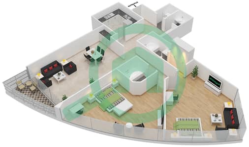 Horizon Tower A - 2 Bedroom Apartment Unit 7,10 Floor plan