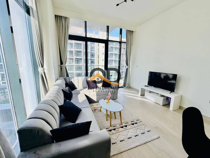Fully Furnished, Corner 1BR | Best View & Chiller Free | 4 Cheques