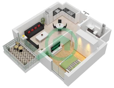 Golf Point Tower 1 - Plan d’étage de 1 chambre Appartement Type/unité A3 / UNIT 4 FLOOR PODIUM Golf Point Tower 1 - Plan d’étage de 1 chambre Appartement Type/unité A3 / UNIT 4 FLOOR PODIUM