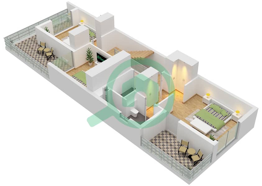 Bora Bora 2 - Planimetria del piano di 5 Camere Villetta a schiera Tipo DITH-E Type DITH-E Floor First interactive3D