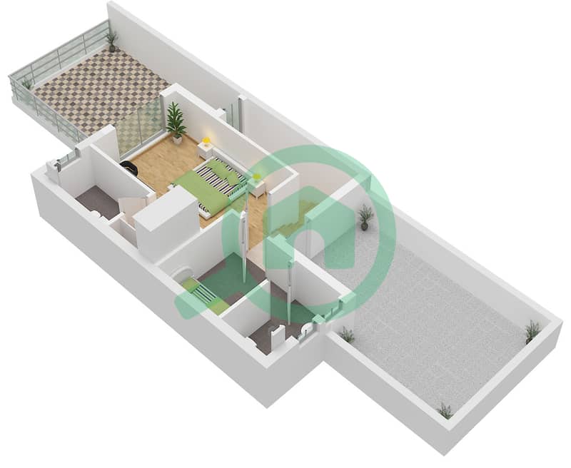 Bora Bora 2 - Planimetria del piano di 5 Camere Villetta a schiera Tipo DITH-E Type DITH-E Floor Second interactive3D