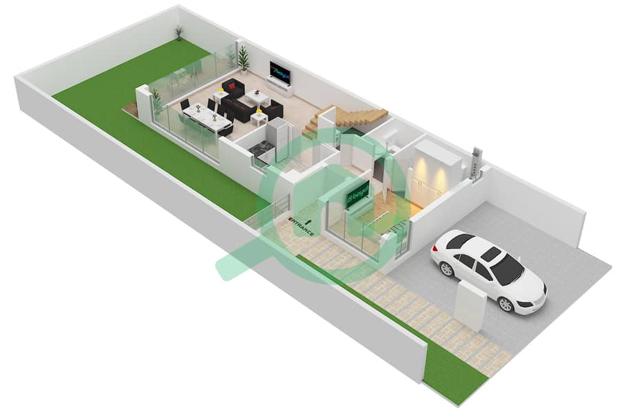Bora Bora 2 - Planimetria del piano di 5 Camere Villetta a schiera Tipo DITH-E Type DITH-E Floor Ground interactive3D
