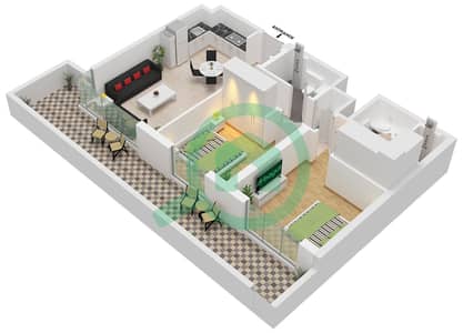 Golf Point Tower 1 - Plan d’étage de 2 chambres Appartement Type/unité D1 / UNIT 6 FLOOR GROUND Golf Point Tower 1 - Plan d’étage de 2 chambres Appartement Type/unité D1 / UNIT 6 FLOOR GROUND