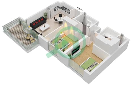 Golf Point Tower 1 - Plan d’étage de 2 chambres Appartement Type/unité D3 / UNIT 16 FLOOR PODIUM Golf Point Tower 1 - Plan d’étage de 2 chambres Appartement Type/unité D3 / UNIT 16 FLOOR PODIUM