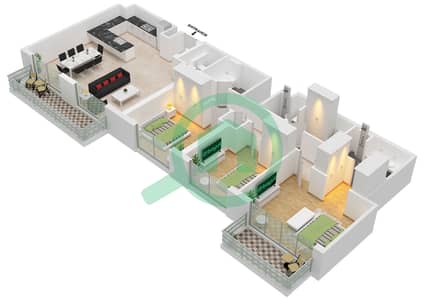 Golf Point Tower 1 - Plan d’étage de 3 chambres Appartement Type/unité A2 / UNIT 17 FLOOR 9 Golf Point Tower 1 - Plan d’étage de 3 chambres Appartement Type/unité A2 / UNIT 17 FLOOR 9