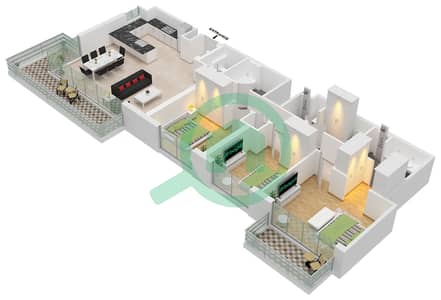 Golf Point Tower 1 - Plan d’étage de 3 chambres Appartement Type/unité B1 / UNIT 3 FLOOR 9 Golf Point Tower 1 - Plan d’étage de 3 chambres Appartement Type/unité B1 / UNIT 3 FLOOR 9