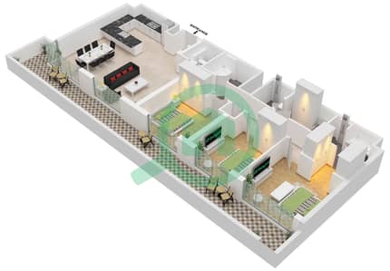 Golf Point Tower 1 - Plan d’étage de 3 chambres Appartement Type/unité C2 / UNIT 8 FLOOR GROUND Golf Point Tower 1 - Plan d’étage de 3 chambres Appartement Type/unité C2 / UNIT 8 FLOOR GROUND