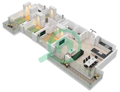 Golf Point Tower 1 - Plan d’étage de 3 chambres Appartement Type/unité C3 / UNIT 17 FLOOR PODIUM Golf Point Tower 1 - Plan d’étage de 3 chambres Appartement Type/unité C3 / UNIT 17 FLOOR PODIUM