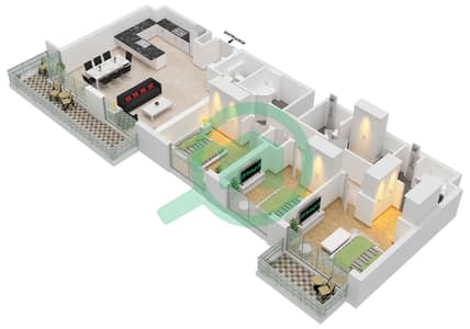 Golf Point Tower 1 - Plan d’étage de 3 chambres Appartement Type/unité C4 / UNIT 18 FLOOR PODIUM Golf Point Tower 1 - Plan d’étage de 3 chambres Appartement Type/unité C4 / UNIT 18 FLOOR PODIUM