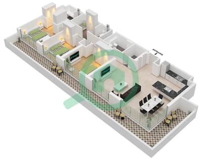 Golf Point Tower 1 - Plan d’étage de 3 chambres Appartement Type/unité C5 / UNIT 5 FLOOR GROUND Golf Point Tower 1 - Plan d’étage de 3 chambres Appartement Type/unité C5 / UNIT 5 FLOOR GROUND