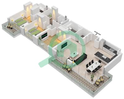 Golf Point Tower 1 - Plan d’étage de 3 chambres Appartement Type/unité C7 / UNIT 15 FLOOR PODIUM Golf Point Tower 1 - Plan d’étage de 3 chambres Appartement Type/unité C7 / UNIT 15 FLOOR PODIUM