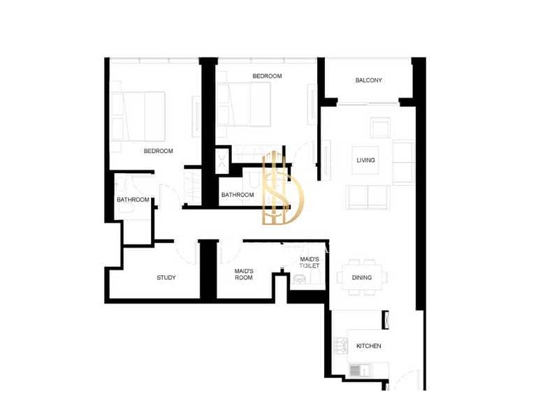 2 BR + Maid l Large Layout l Study Room - Image 8