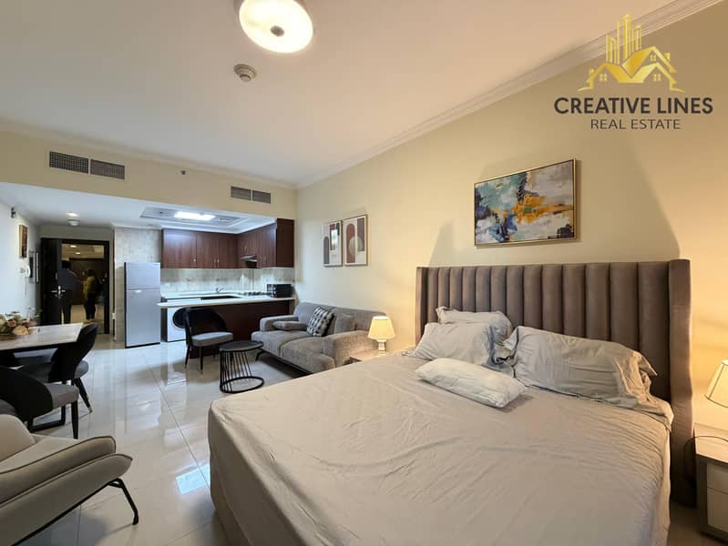 Luxury Furnished Studio | Huge Balcony | Full Burj Khalifa View