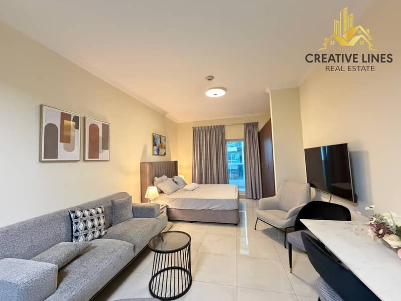 Luxury Furnished Studio | Huge Balcony | Full Burj Khalifa View