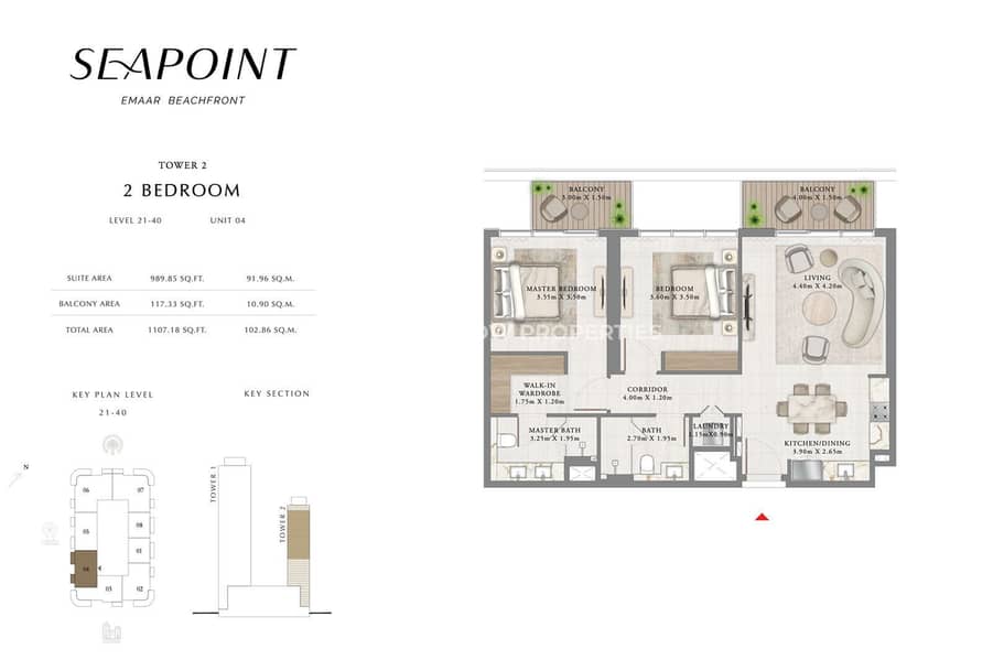 Beachfront Living | High Floor | Ain Dubai View - Image 8