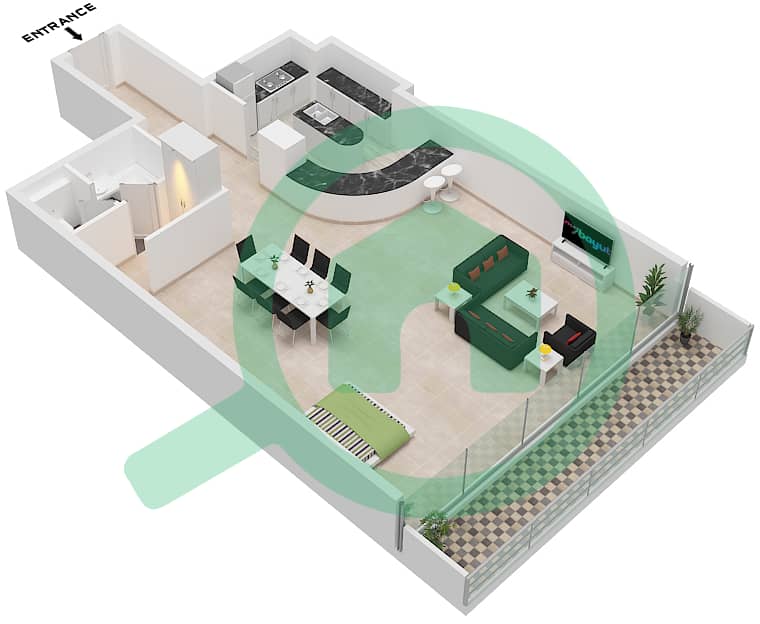 Unit 3 Floor Ground Reem Five - Studio Apartment Unit 3 FLOOR GROUND Floor plan Unit 3 Floor Ground interactive3D
