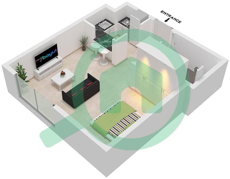 Unit 2 Floor 4-5,7-8 Reem Five - Planimetria del piano di Monolocale Appartamento Unità 2 FLOOR 4-5,7-8 Unit 2 Floor 4-5,7-8 interactive3D