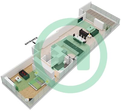 Reem Five - Planimetria del piano di 1 Camera Appartamento Unità 1 FLOOR 1 Reem Five - Planimetria del piano di 1 Camera Appartamento Unità 1 FLOOR 1