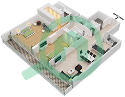 Reem Five - Planimetria del piano di 2 Camere Appartamento Unità 1 FLOOR GROUND Reem Five - Planimetria del piano di 2 Camere Appartamento Unità 1 FLOOR GROUND