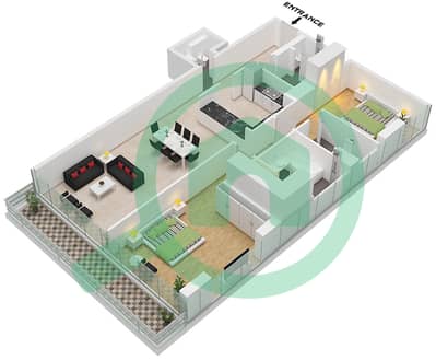 Reem Five - Planimetria del piano di 2 Camere Appartamento Unità 3 FLOOR 1,6 Reem Five - Planimetria del piano di 2 Camere Appartamento Unità 3 FLOOR 1,6