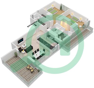 Reem Five - Planimetria del piano di 2 Camere Appartamento Unità 7 FLOOR 1 Reem Five - Planimetria del piano di 2 Camere Appartamento Unità 7 FLOOR 1