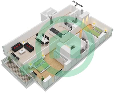 Reem Five - Planimetria del piano di 2 Camere Appartamento Unità 3 FLOOR 2 Reem Five - Planimetria del piano di 2 Camere Appartamento Unità 3 FLOOR 2
