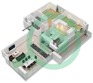 Reem Five - Planimetria del piano di 2 Camere Appartamento Unità 7 FLOOR 2 Reem Five - Planimetria del piano di 2 Camere Appartamento Unità 7 FLOOR 2