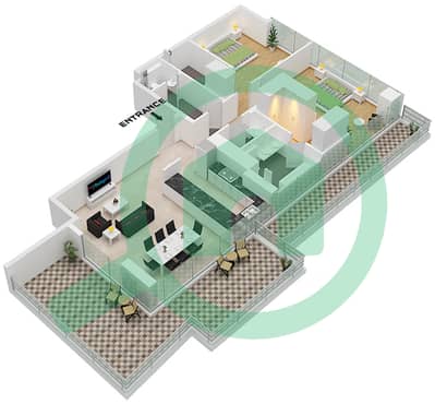 Reem Five - Planimetria del piano di 2 Camere Appartamento Unità 7 FLOOR 3 Reem Five - Planimetria del piano di 2 Camere Appartamento Unità 7 FLOOR 3