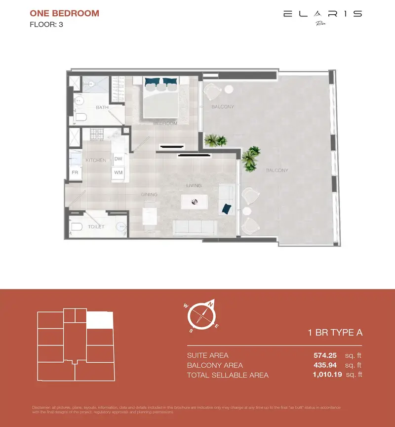 1 BR floor plan