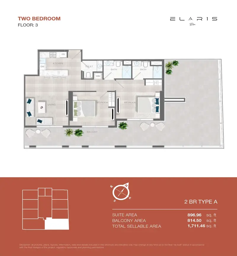 2 BR floor plan