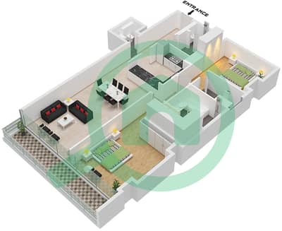 Reem Five - Planimetria del piano di 2 Camere Appartamento Unità 3 FLOOR 4,7 Reem Five - Planimetria del piano di 2 Camere Appartamento Unità 3 FLOOR 4,7