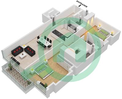 Reem Five - Planimetria del piano di 2 Camere Appartamento Unità 3 FLOOR 5,8 Reem Five - Planimetria del piano di 2 Camere Appartamento Unità 3 FLOOR 5,8