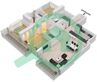 Reem Five - Planimetria del piano di 3 Camere Appartamento Unità 6 FLOOR 1 Reem Five - Planimetria del piano di 3 Camere Appartamento Unità 6 FLOOR 1