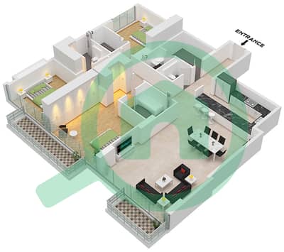 Reem Five - Planimetria del piano di 3 Camere Appartamento Unità 6 FLOOR 5,8 Reem Five - Planimetria del piano di 3 Camere Appartamento Unità 6 FLOOR 5,8