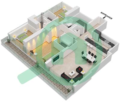Reem Five - Planimetria del piano di 3 Camere Appartamento Unità 6 FLOOR 6 Reem Five - Planimetria del piano di 3 Camere Appartamento Unità 6 FLOOR 6